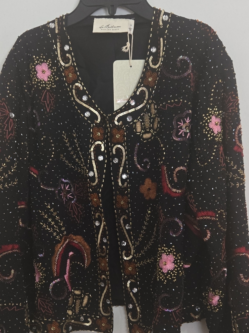 La Bellissim Beaded Floral Embroidered Black Jacket